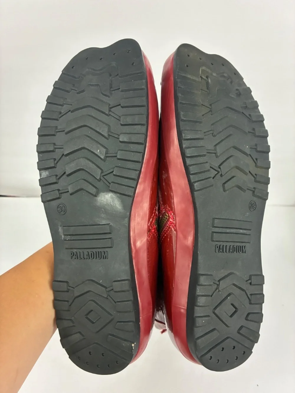 Palladium Unbound Shibuya Boots 8 Red Patent Leather Tabi Toe Calf High Samurai
